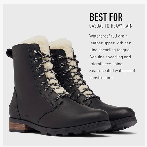 Sorel Shoes - Sorel Emelie Short Lace Cozy Waterproof Boot Black Size 8 Great Condition